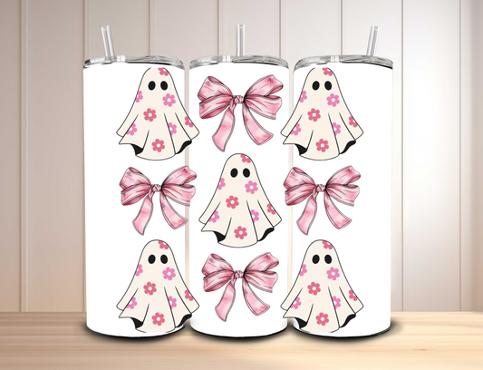 Pink ghost with flowers
