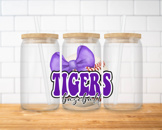 Tiger baseball glass cup