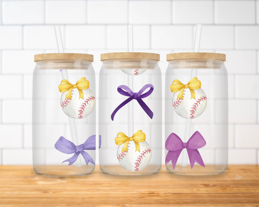 Bows & baseball glass cup